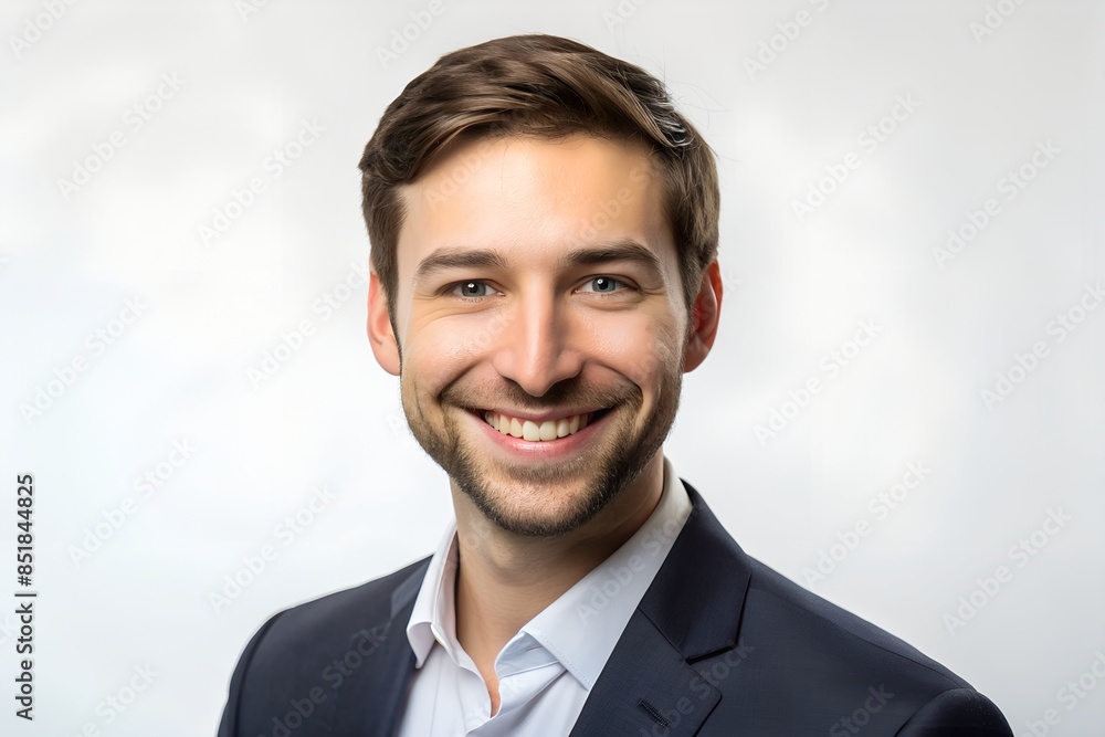Professional Man Smiling Against Light Background in Business Attire Professional Man Smiling Against Light Background in Business Attire