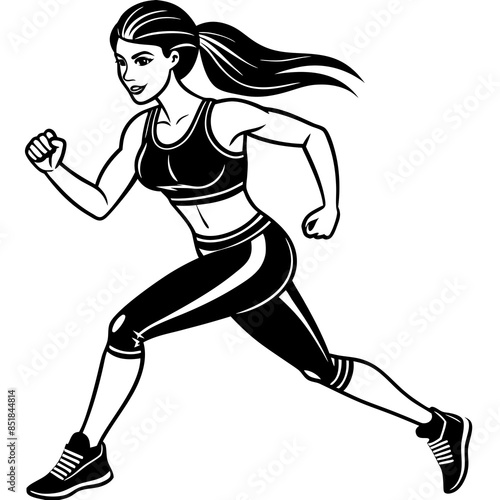 fitness-woman-in-black-and-white-run