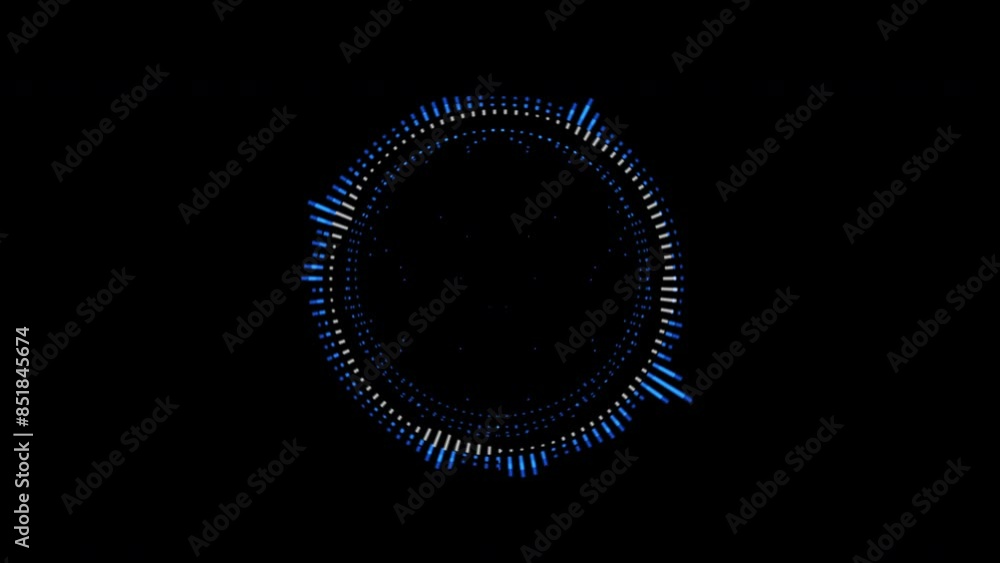 A graphic circular loop of rhythmic audio frequency sound waves in the background A graphic circular loop of rhythmic audio frequency sound waves in the background