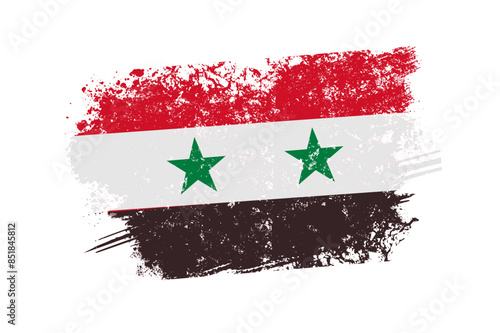 Syria flag with grunge effect - vector illustration