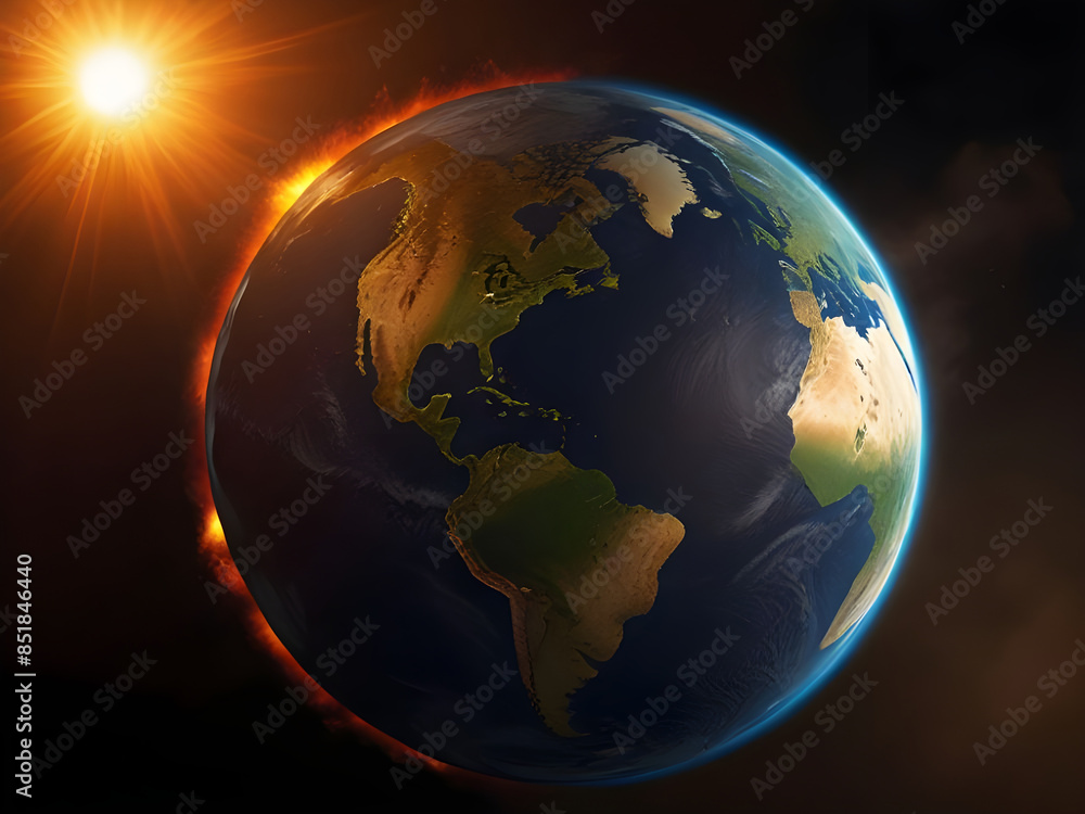 The sun shines on the earth until hot as fire. Global warming causes people to have an impact The sun shines on the earth until hot as fire. Global warming causes people to have an impact