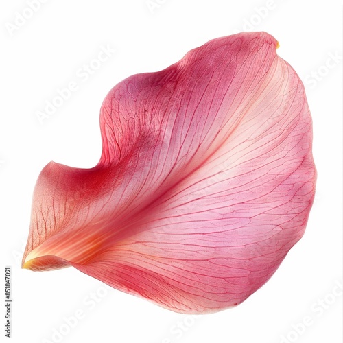 Delicate Rose Petal with Graceful Curve Isolated on White Background