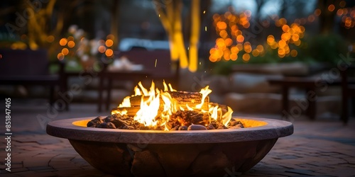 Fire pit creates a cozy atmosphere for a cremation ceremony. Concept Cremation ceremony, Fire pit, Cozy atmosphere, Cultural traditions, Memorial rituals