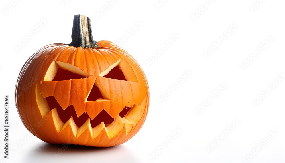 orange pumpkin Jack O lantern with green stem decorative gourd isolated on white studio background Halloween or thanksgiving Holiday season decoration copy space orange pumpkin Jack O lantern with green stem decorative gourd isolated on white studio background Halloween or thanksgiving Holiday season decoration copy space