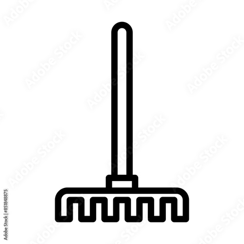 Rake line icon. Gardening icon. Planting icon isolated on white background. Transparent background, minimalist symbol. Vector images