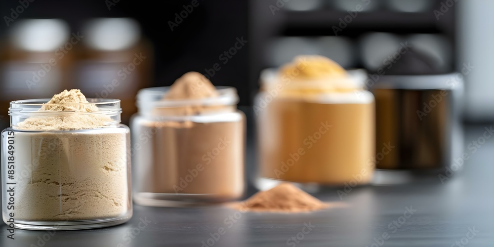 Exploring Fitness Supplements Protein Powder, Preworkout, BCAAs, and Workout Nutrition. Concept Fitness Supplements, Protein Powder, Preworkout, BCAAs, Workout Nutrition Exploring Fitness Supplements Protein Powder, Preworkout, BCAAs, and Workout Nutrition. Concept Fitness Supplements, Protein Powder, Preworkout, BCAAs, Workout Nutrition