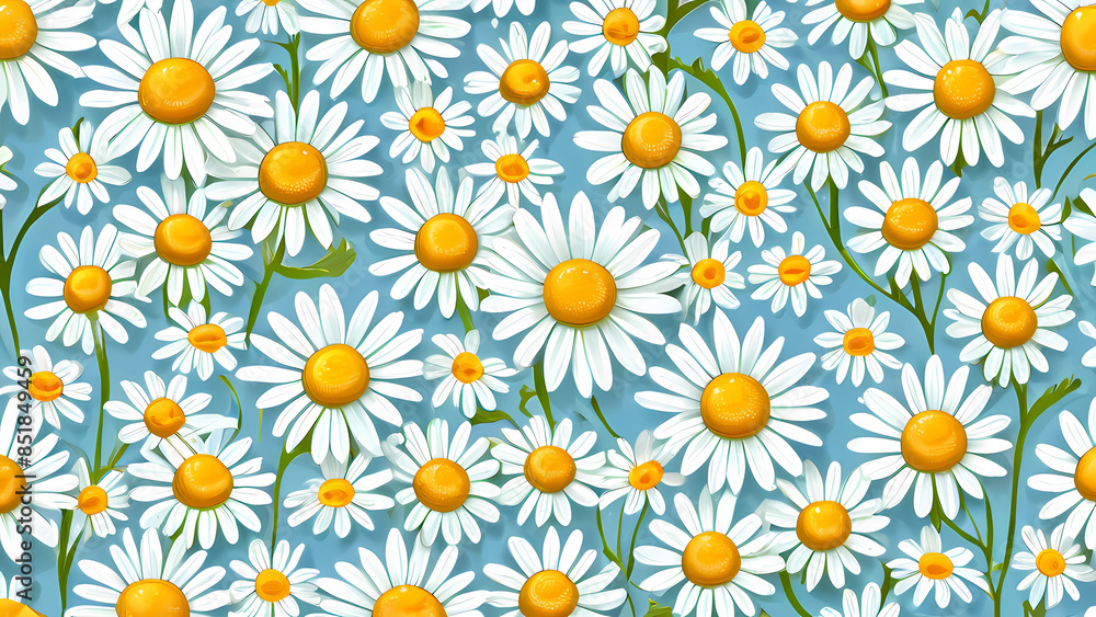 Charming Daisy Design with White and Yellow Flowers Pattern Charming Daisy Design with White and Yellow Flowers Pattern
