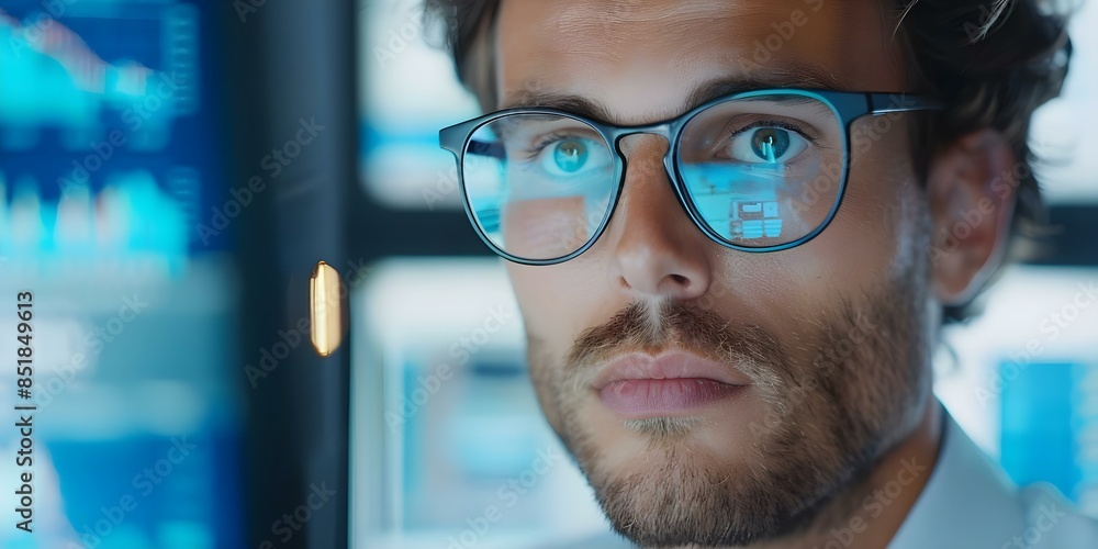 Serious Investment Advisor in Financial Office. Concept Financial Planning, Retirement Strategies, Investment Portfolios, Risk Management, Wealth Accumulation Serious Investment Advisor in Financial Office. Concept Financial Planning, Retirement Strategies, Investment Portfolios, Risk Management, Wealth Accumulation