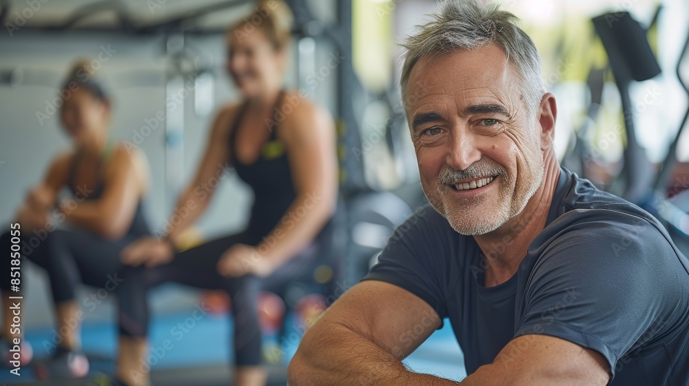 Cardio, gym, and exhausted senior man with energy, break, and fitness club weight loss challenge. Exercise, workout, and training together, community support, and running health and weariness. Cardio, gym, and exhausted senior man with energy, break, and fitness club weight loss challenge. Exercise, workout, and training together, community support, and running health and weariness.
