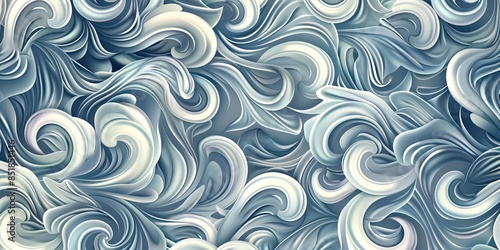 "Seamless Waves and Curls Pattern: Intricate Digital Art Design with Pattern Swatches Included for Creative Projects" © FU