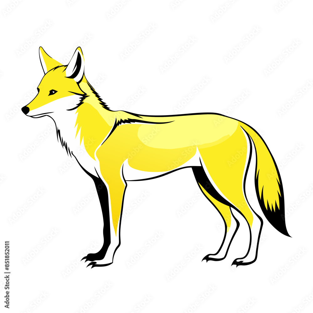 Fototapeta premium yellow fox, captured in profile with elegant lines and a modern design