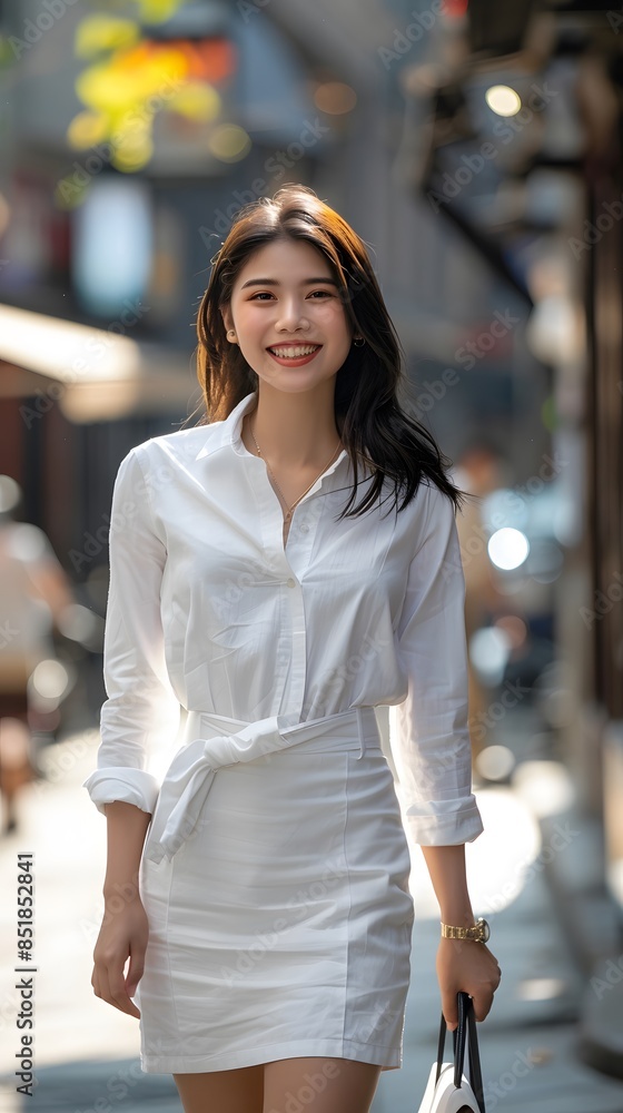 Beautiful Woman in White Shirt Under the Sunlight, Female Businesswoman with a Charismatic Successful Smile Beautiful Woman in White Shirt Under the Sunlight, Female Businesswoman with a Charismatic Successful Smile