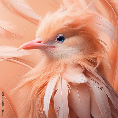 A Picture Perfect Portrait: Capturing the Essence of an Epic Fuzz Peach Color Theme Bird