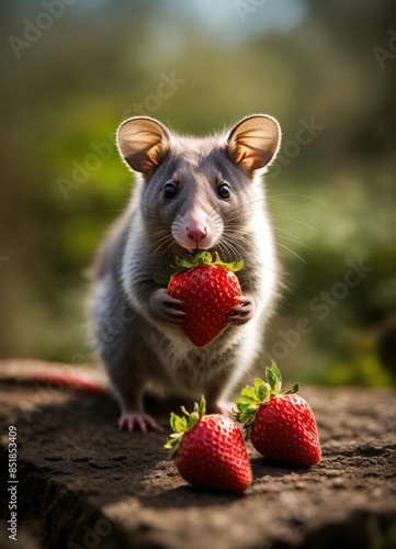 Rat with strawberry, generative Ai 