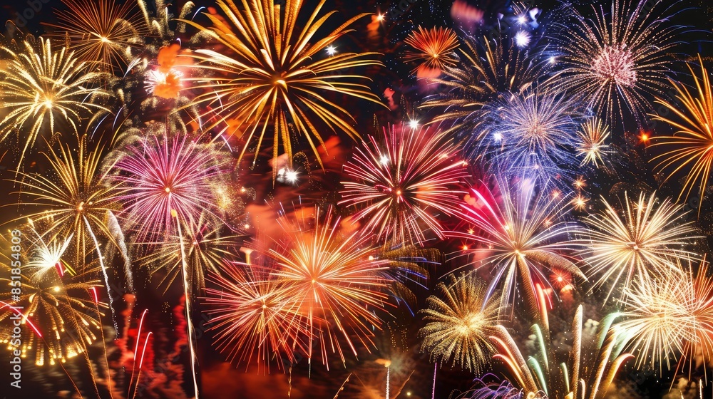 Fototapeta premium Colorful fireworks lighting up night sky