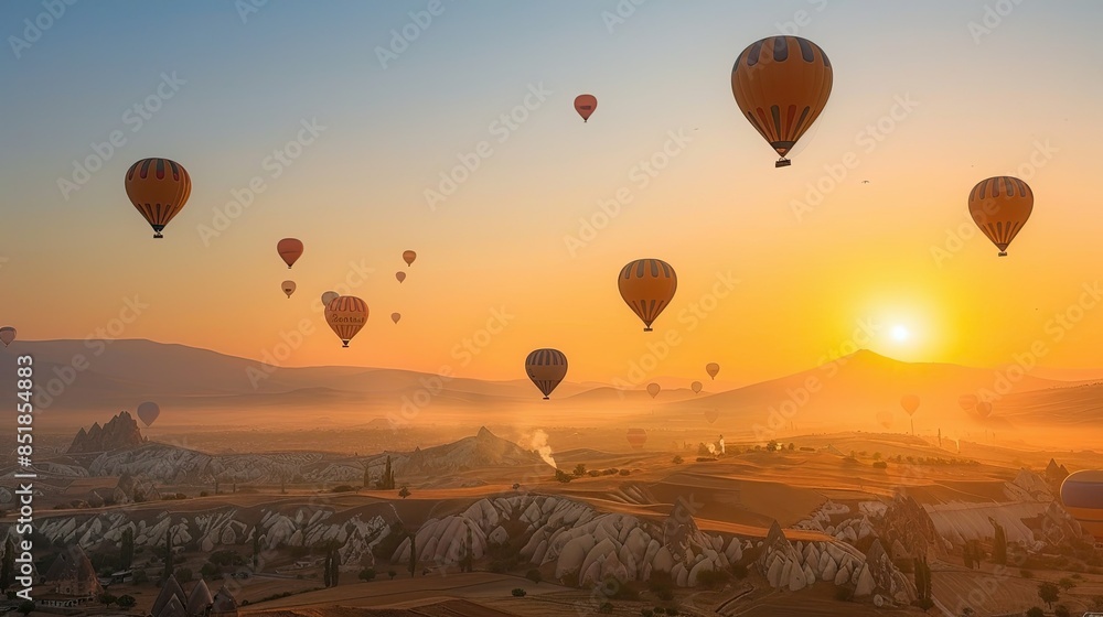 Colorful hot air balloons at sunrise Colorful hot air balloons at sunrise