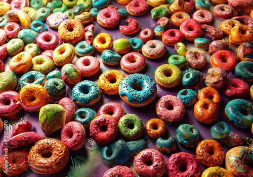 Brightly colored donuts for a fun snack.