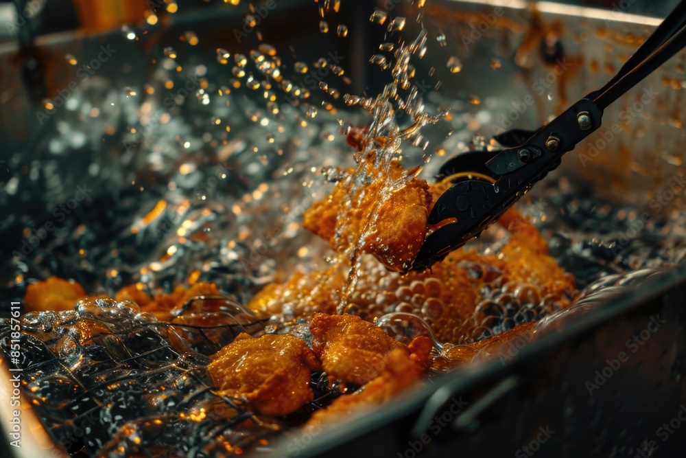 A deep fryer filled with a variety of crispy and savory fried foods, perfect for snacking or serving at a party A deep fryer filled with a variety of crispy and savory fried foods, perfect for snacking or serving at a party