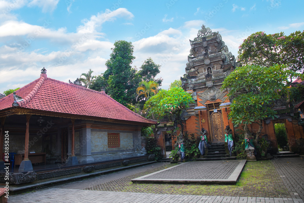 Beautiful view of Taman Saraswati temple in Ubud on Bali Island, Indonesia