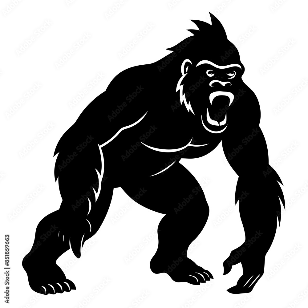 gorilla in action silhouette black and white gorilla in action silhouette black and white
