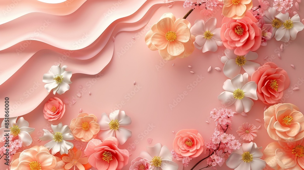 love flat design top view spring theme 3D render Monochromatic Color Scheme love flat design top view spring theme 3D render Monochromatic Color Scheme