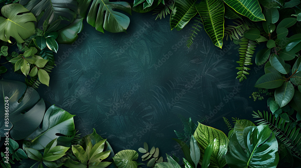 A vibrant and lush green foliage corner frame, featuring a variety of vivid leaves with intricate details, set against a contrasting dark, moody background for a dramatic effect
A vibrant and lush green foliage corner frame, featuring a variety of vivid leaves with intricate details, set against a contrasting dark, moody background for a dramatic effect