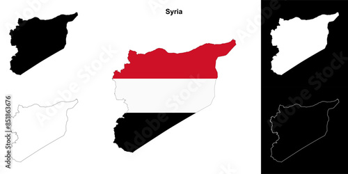 Syria blank outline map set
