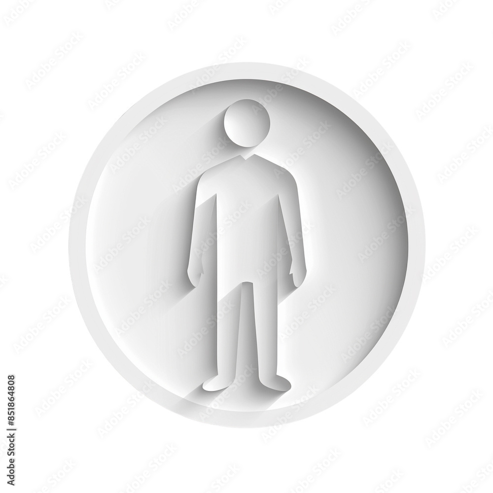 3D abstract illustration of a human stick figure, minimalist white monochrome design in a circular frame, isolated on a transparent background. 3D abstract illustration of a human stick figure, minimalist white monochrome design in a circular frame, isolated on a transparent background.