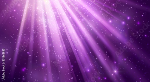 Purple background with light rays and sparkles, glowing lights