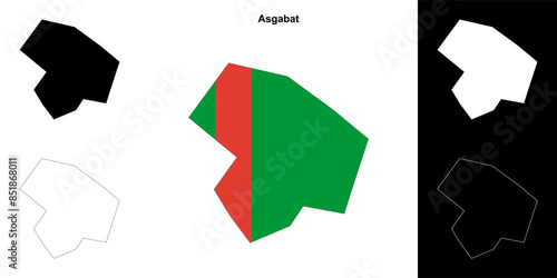 Asgabat region outline map set