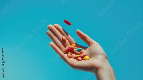 A person holding a handful of pills in their hand