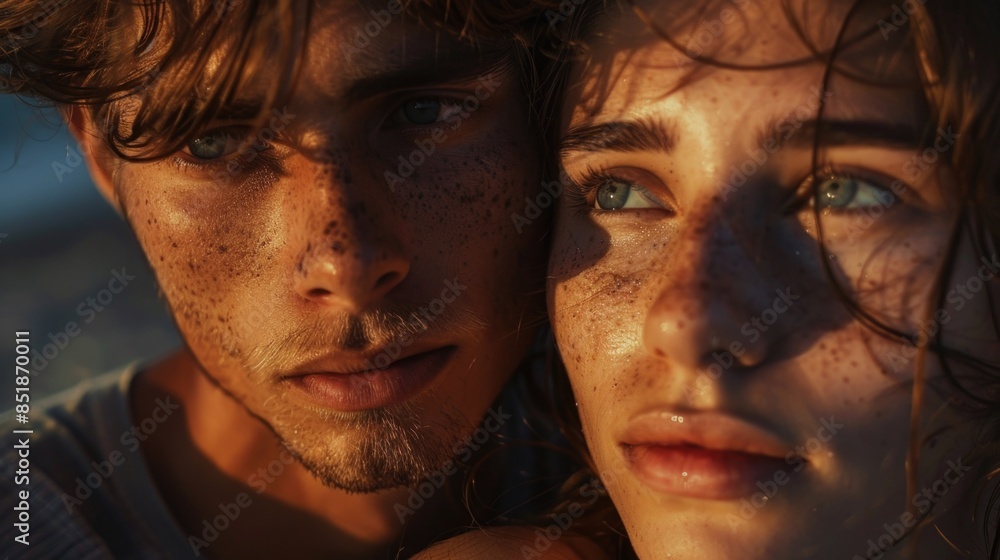 A close-up view of a man and a woman together, ideal for personal or professional use A close-up view of a man and a woman together, ideal for personal or professional use