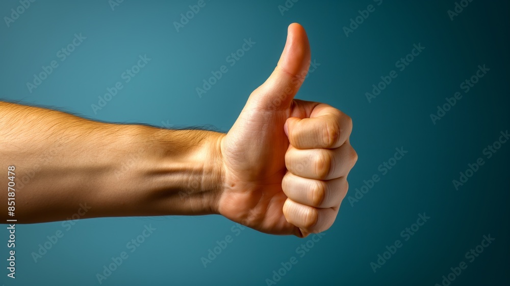 A thumbs-up gesture in a blue background symbolizes approval and positive feedback. A thumbs-up gesture in a blue background symbolizes approval and positive feedback.