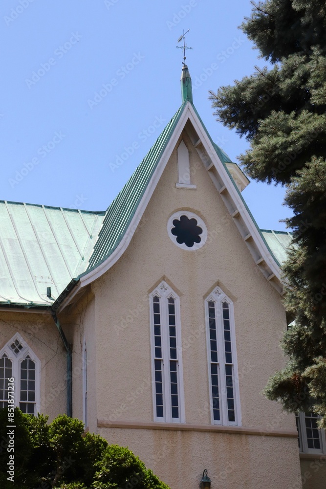 Church Architecture Green Roof Stucco Exterior Church Architecture Green Roof Stucco Exterior