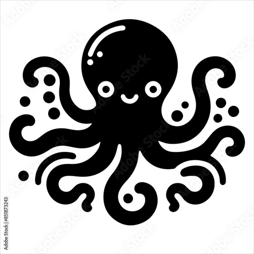 Octopus silhouette vector, illustration of an octopus photo