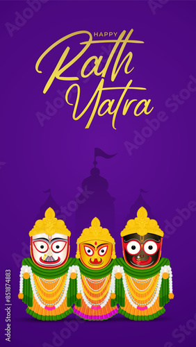 
illustration of Rath Yatra Lord Jagannath festival Social Media Post