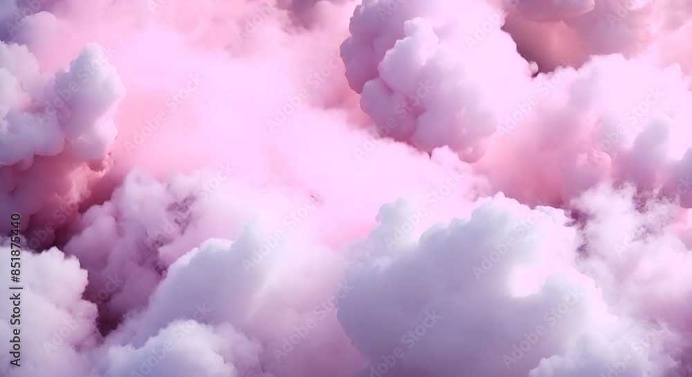 Soft pink and white clouds resembling cotton candy float and shift gently, creating a mesmerizing and soothing atmosphere, perfect for a dreamlike or fantasy setting Soft pink and white clouds resembling cotton candy float and shift gently, creating a mesmerizing and soothing atmosphere, perfect for a dreamlike or fantasy setting