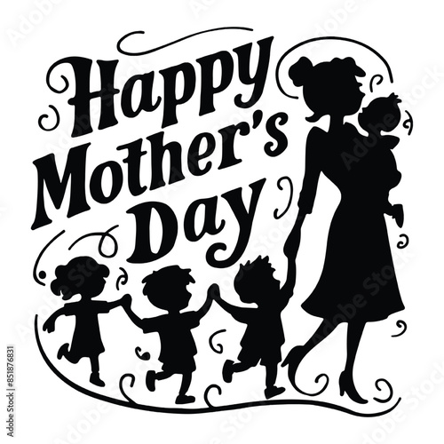 happy mothers day typography vector art illustration 
