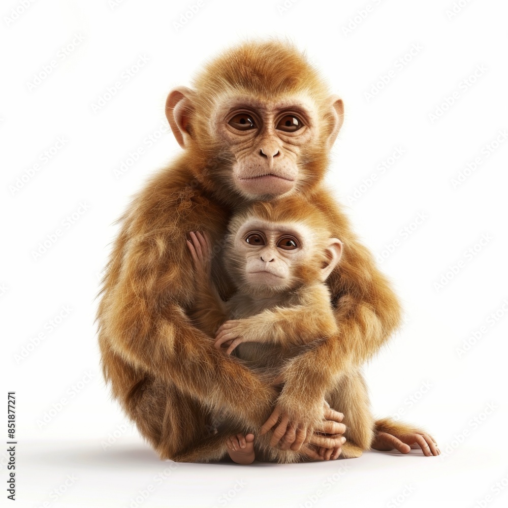 Monkey. 3D rendering cute animal isolated over white background. Monkey. 3D rendering cute animal isolated over white background.