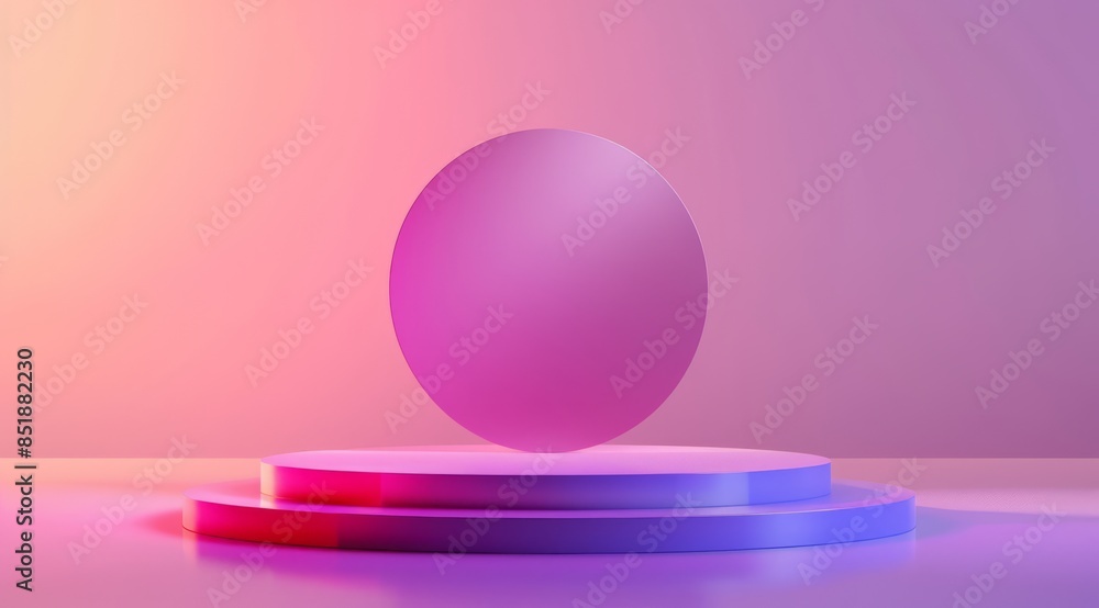 background for a product presentation. a round podium with a pink and purple gradient on the wall background for a product presentation. a round podium with a pink and purple gradient on the wall