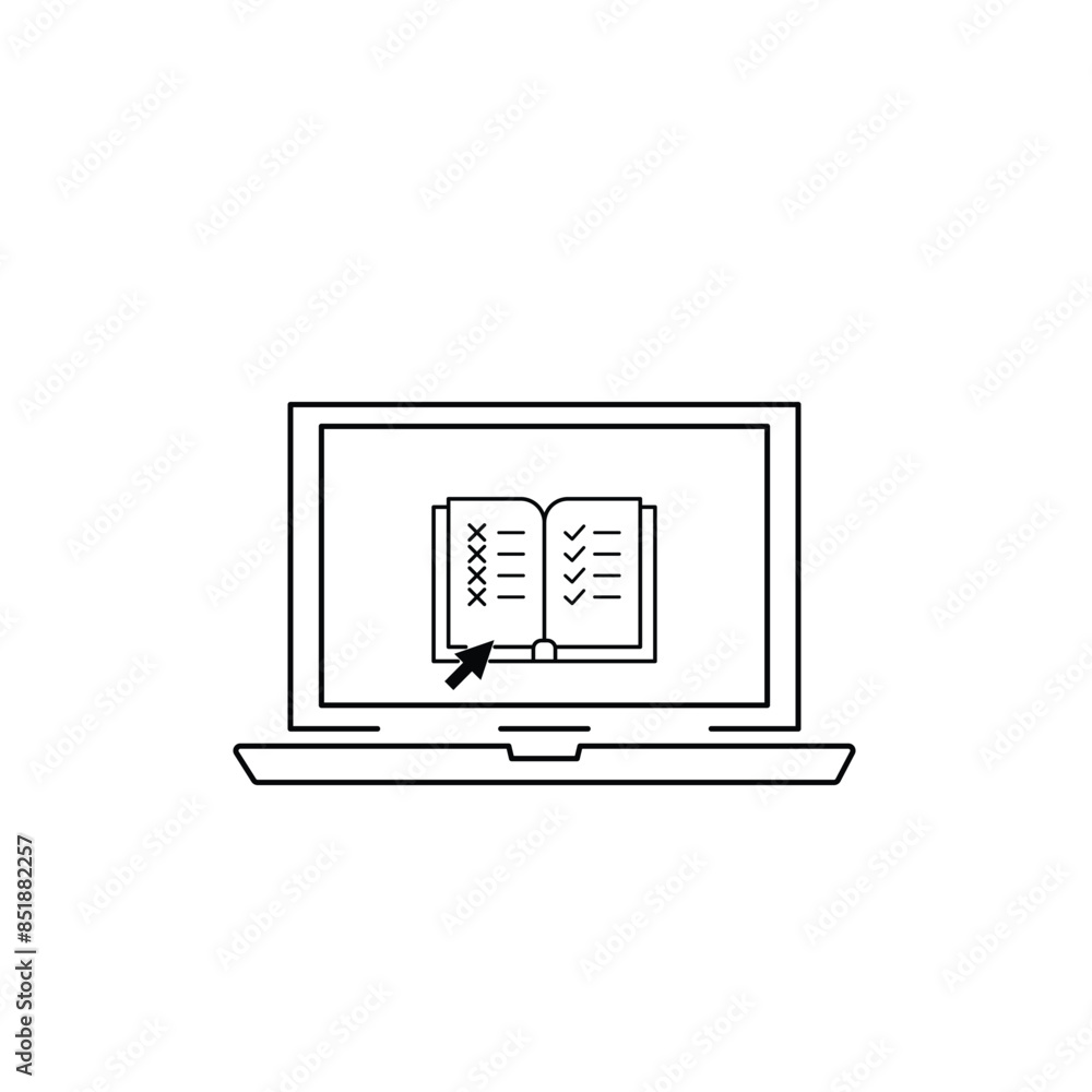 linear book icon like online learning. flat lineart trend modern stroke simple inform e-book logotype graphic art design isolated on white background. concept of linear book icon like online learning. flat lineart trend modern stroke simple inform e-book logotype graphic art design isolated on white background. concept of