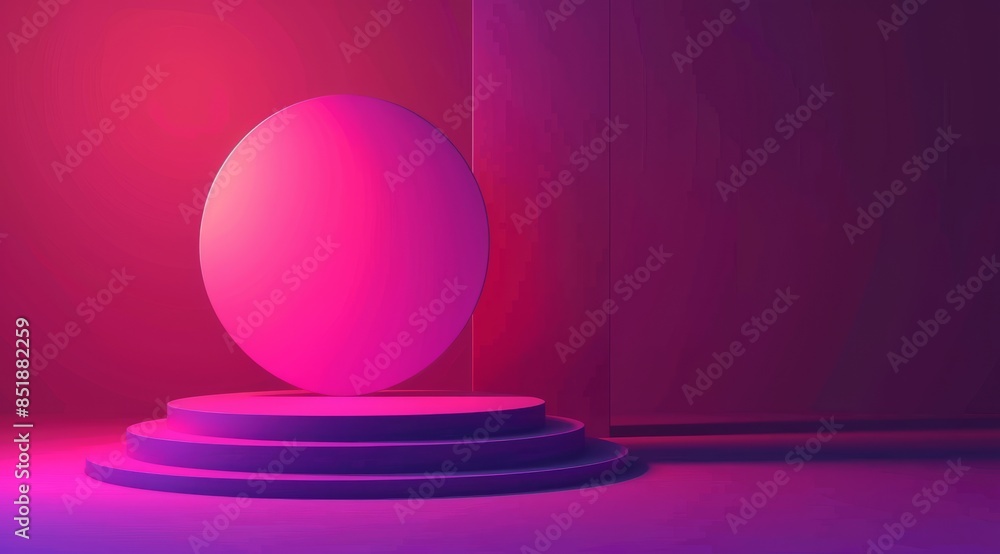 background for a product presentation. a round podium with a pink and purple gradient on the wall background for a product presentation. a round podium with a pink and purple gradient on the wall