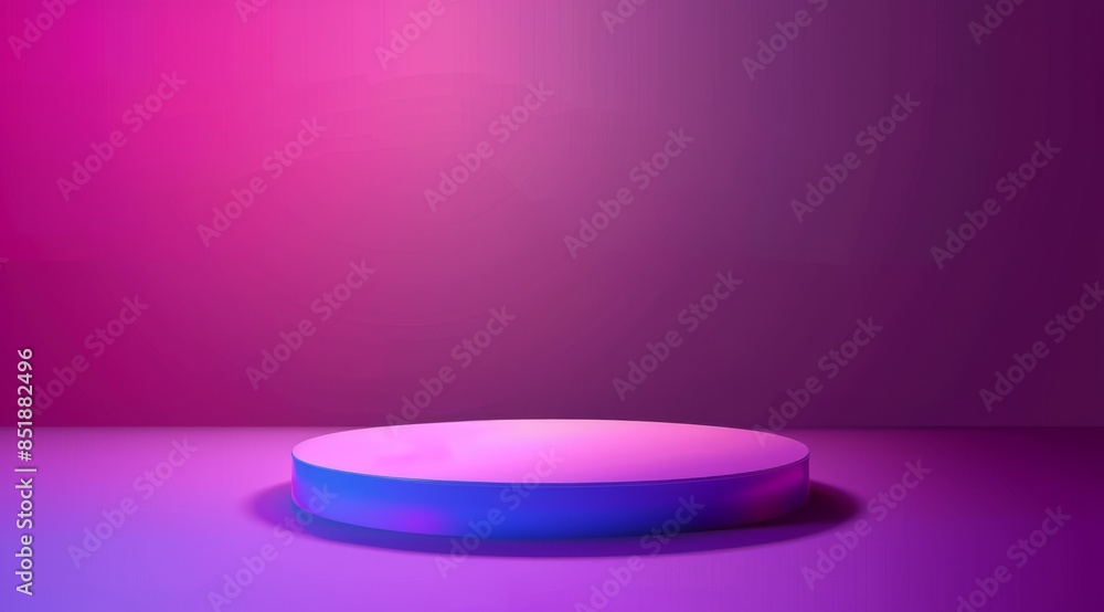 background for a product presentation. a round podium with a pink and purple gradient on the wall background for a product presentation. a round podium with a pink and purple gradient on the wall