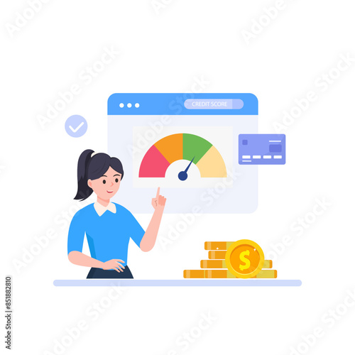 Credit score concept. Document with personal credit history