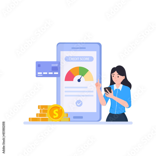 Credit score concept. Document with personal credit history