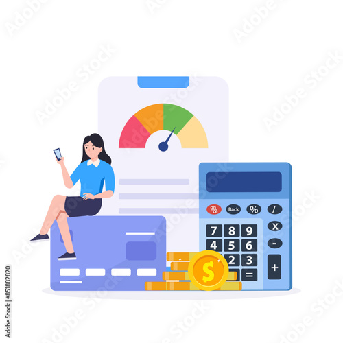 Credit score concept. Document with personal credit history