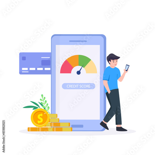 Credit score concept. Document with personal credit history