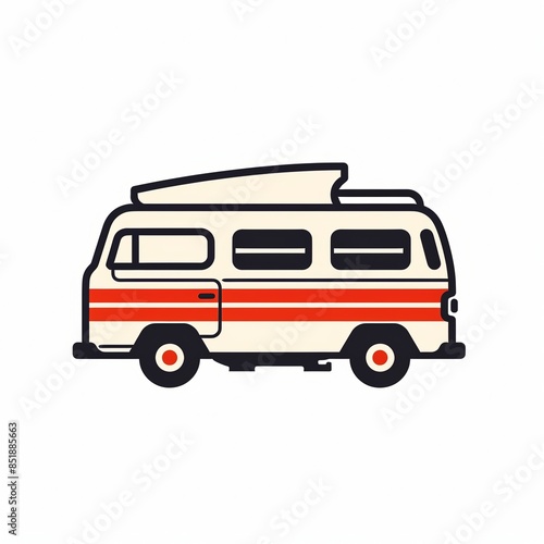 Wallpaper Mural Line drawing of camper van over white background. Torontodigital.ca