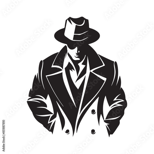 Detective Logo Vector. Detective logo vector illustration of man in hat design template Stock Vector