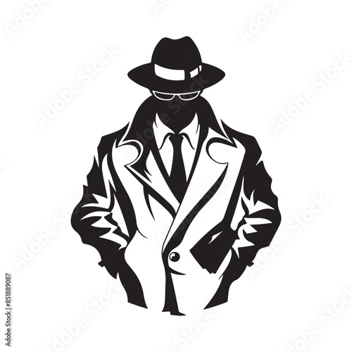 Detective Logo Vector. Detective logo vector illustration of man in hat design template Stock Vector